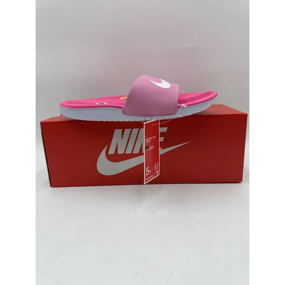 NIKE KAWA SLIDE Kids' NEW Slides Psychic Pink/White Multiple Sizes